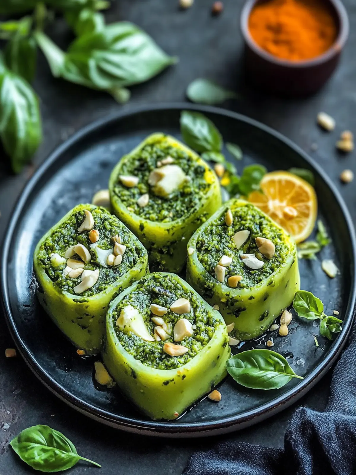 Basil Pesto Khandvi: A Creative Spin on Indian Appetizers