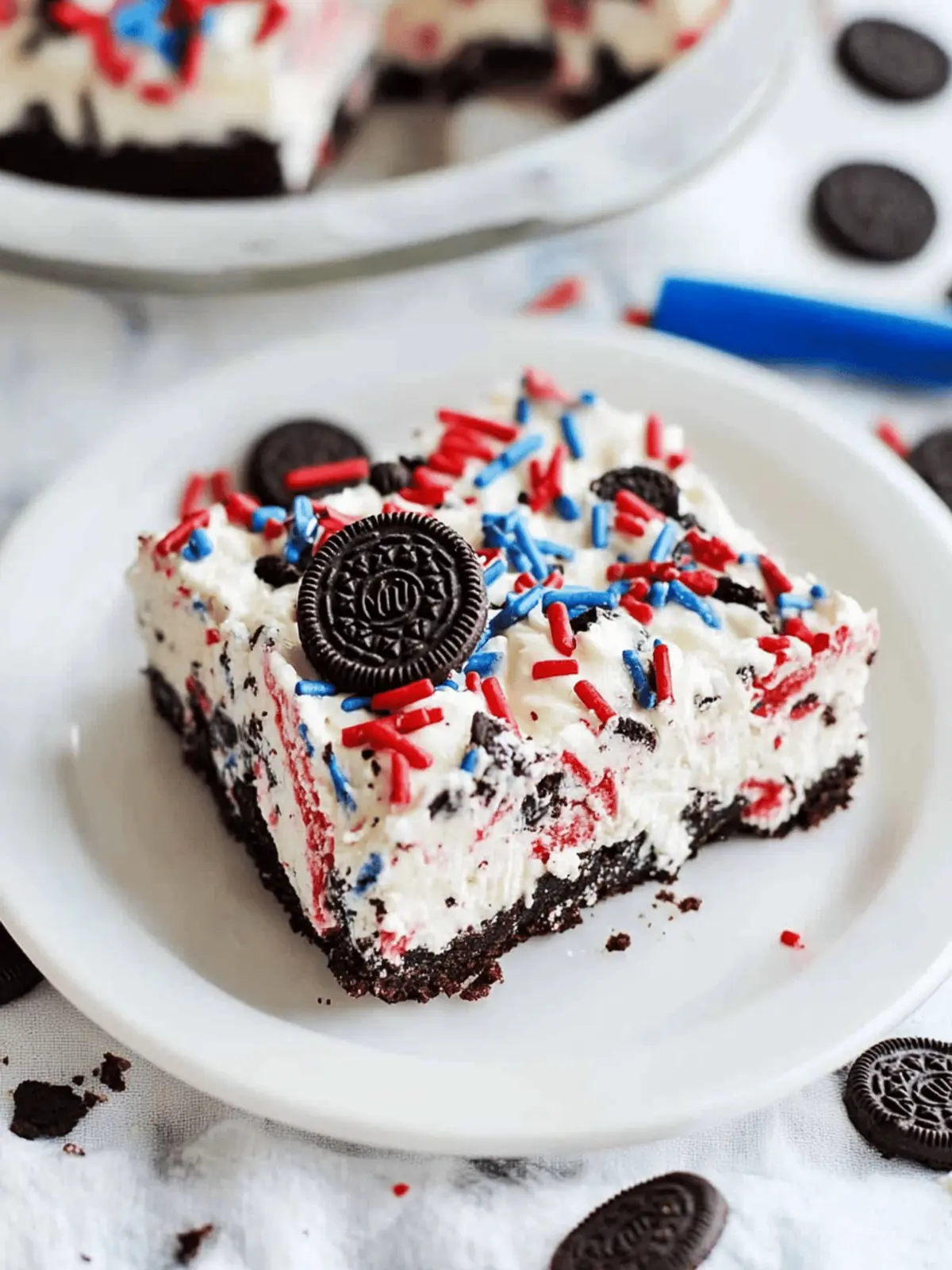 No Bake Fireworks Oreo Cheesecake Bars