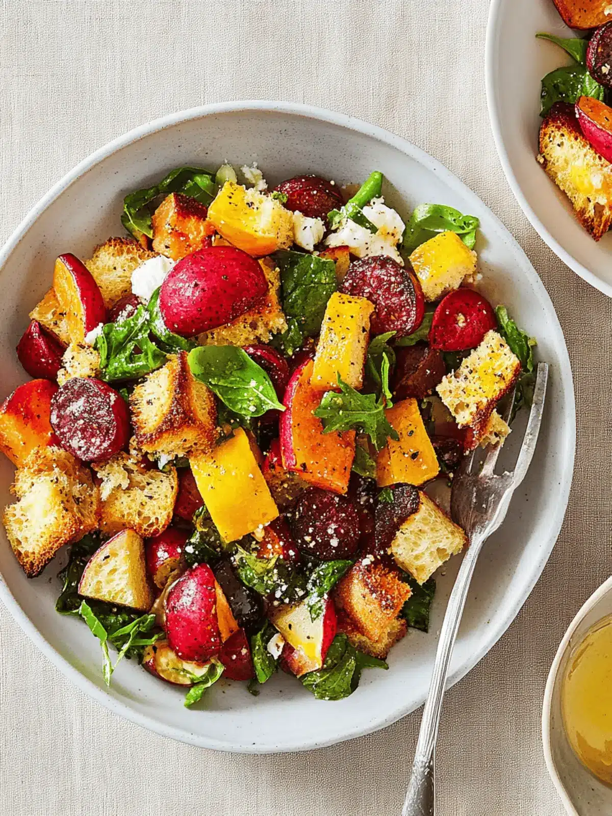 Winter Rainbow Panzanella Salad