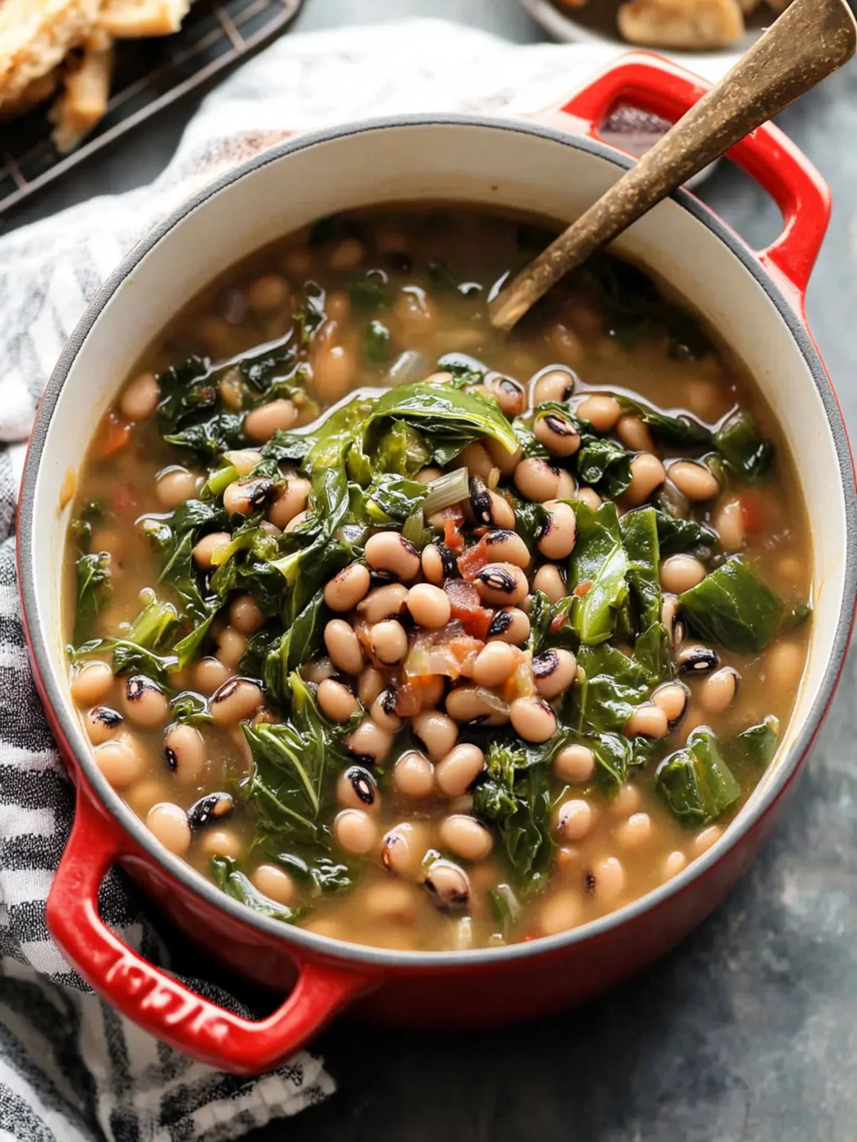 Slow Simmered Black Eyed Peas and Greens
