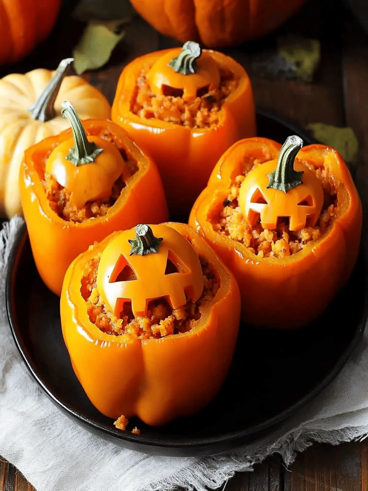 Halloween Jack-O'-Lantern Stuffed Peppers You'll Love Making 3 Halloween Jack-O -Lantern Stuffed Peppers