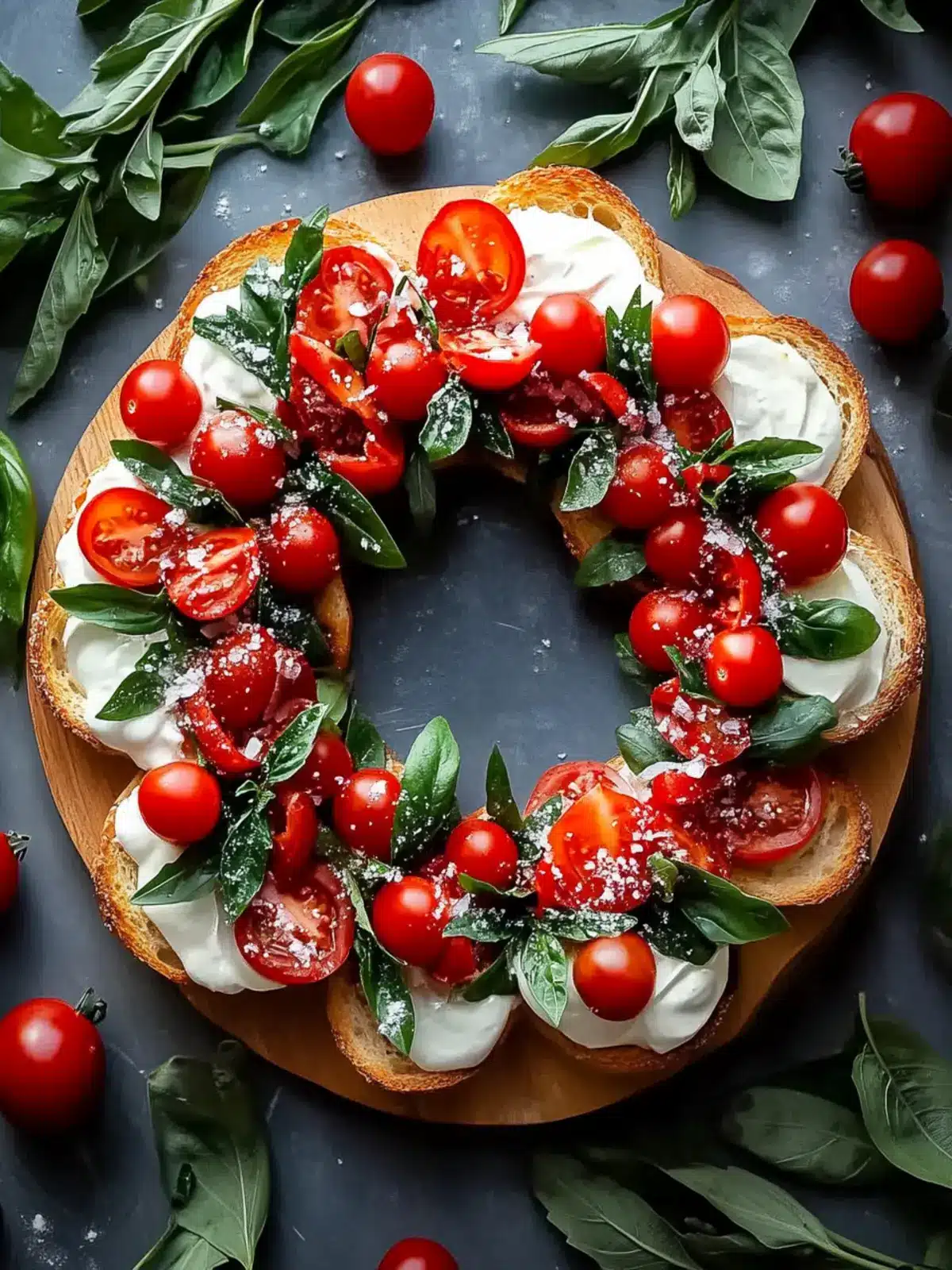 Simple Christmas Bruschetta Wreath