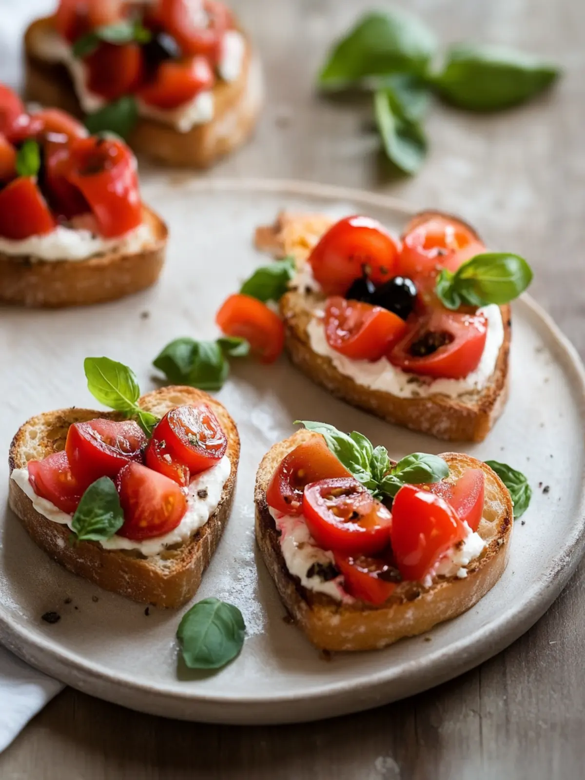 CUTE HEART-SHAPED BRUSCHETTA RECIPE