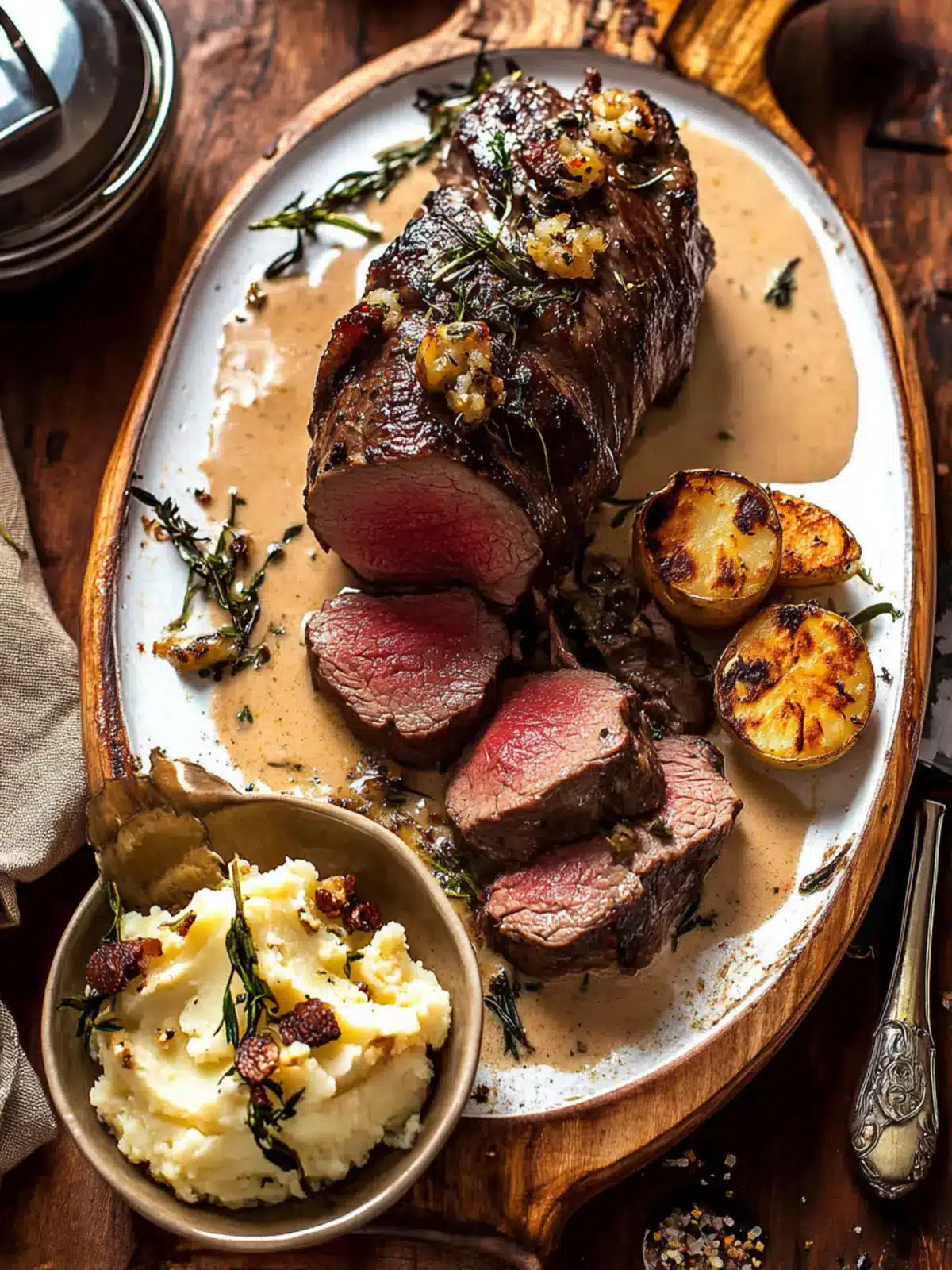 Beef Tenderloin Roast with Smashed Potatoes