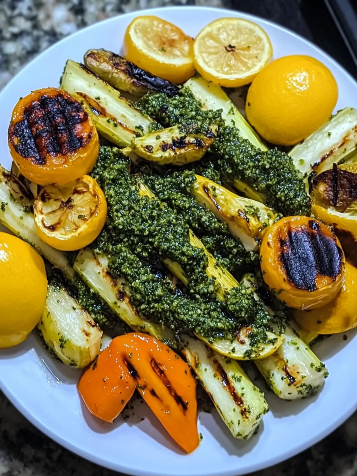 Grilled Vegetables with Collard Green Pesto
