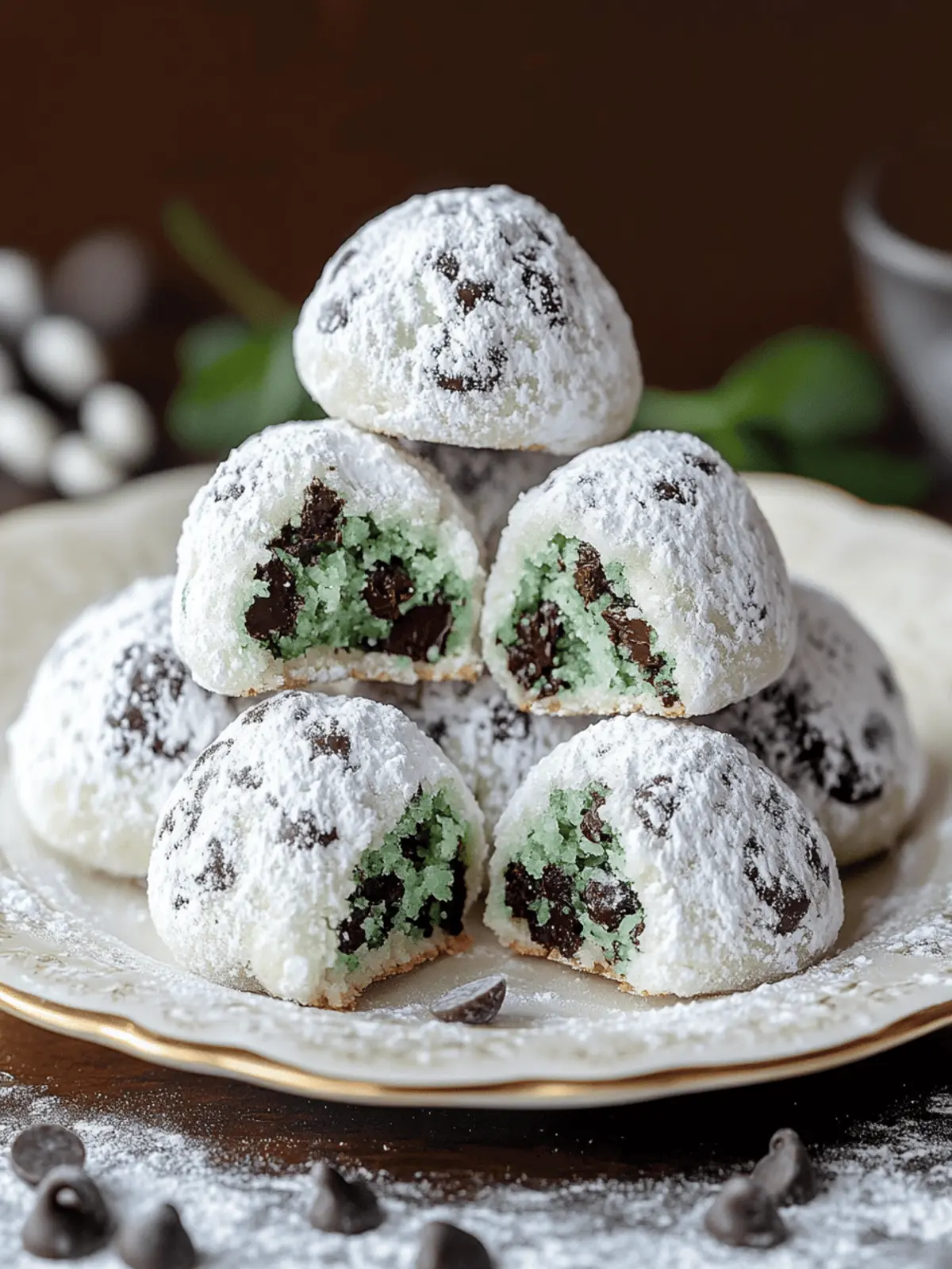 Mint Chocolate Chip Snowball Cookies That Melt in Your Mouth 2 Mint Chocolate Chip Snowball Cookies