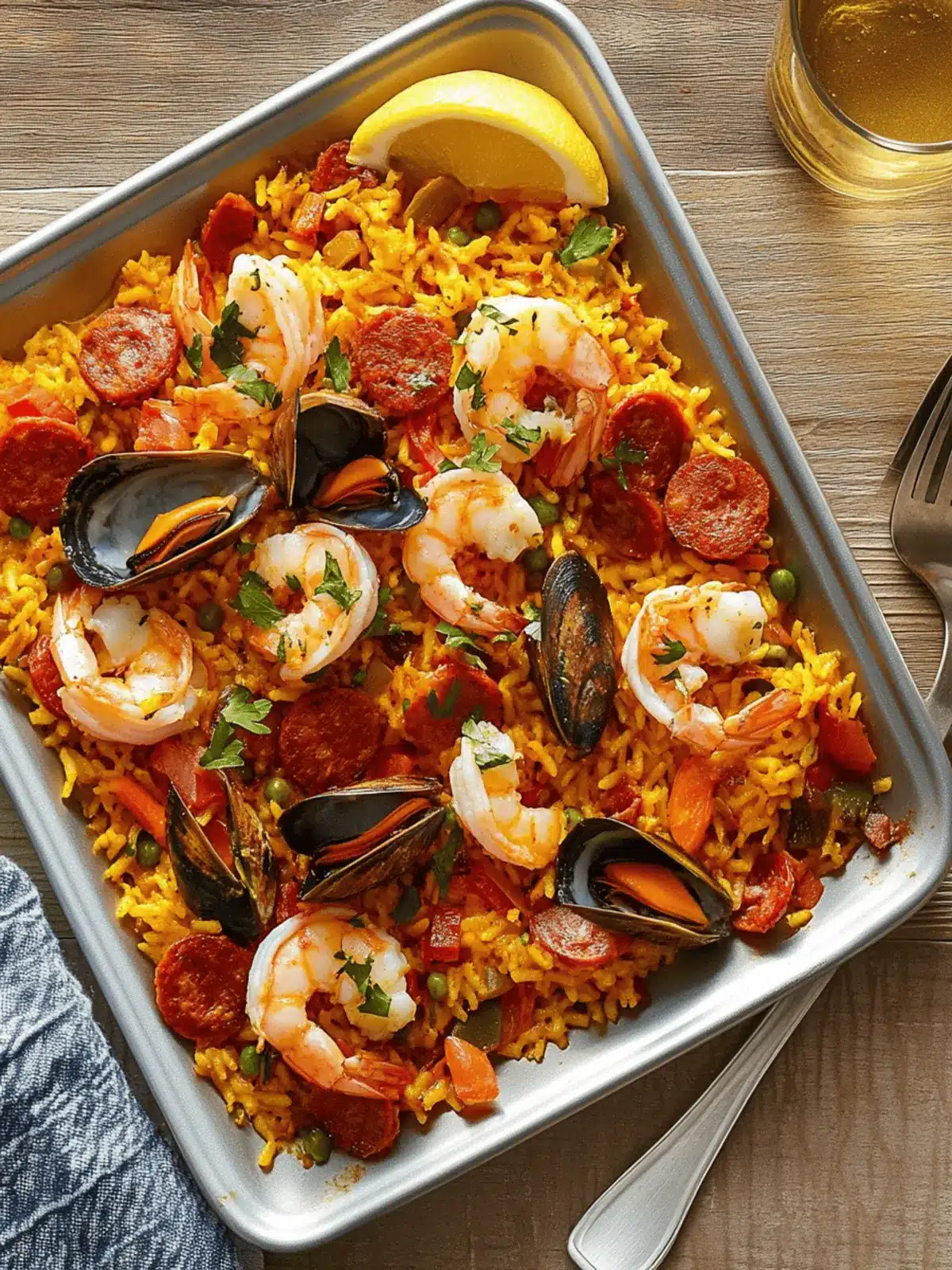 Sheet Pan Seafood and Chorizo Paella